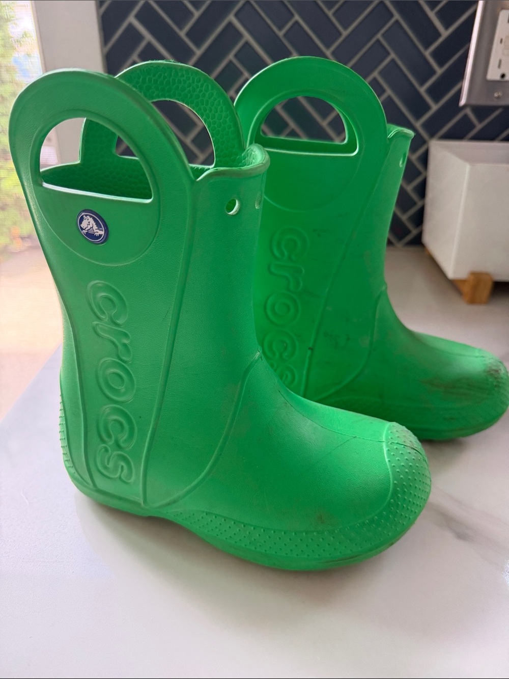 CROCS Bright Green Kids Pull-On Rain Boots